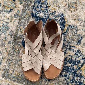 Born White and Brown Strappy Sandals